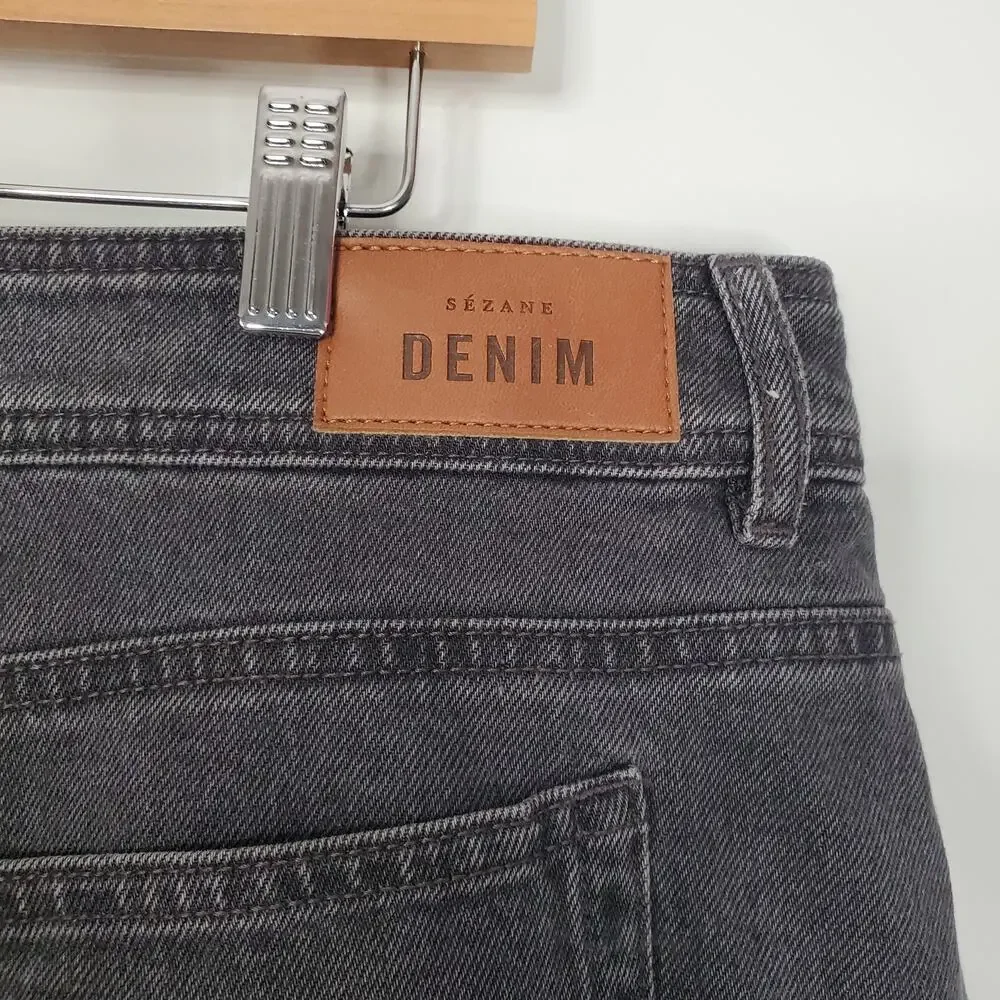 Sezane Le Crop Denim Wide Leg Crop Jeans High Waist Middle Grey Size 48 US 16 - Picture 8 of 10